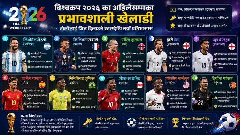 यी हुन् विश्वकप २०२६ का अहिलेसम्मका प्रभावशाली खेलाडी: कसको भागमा पर्ला उपाधि !